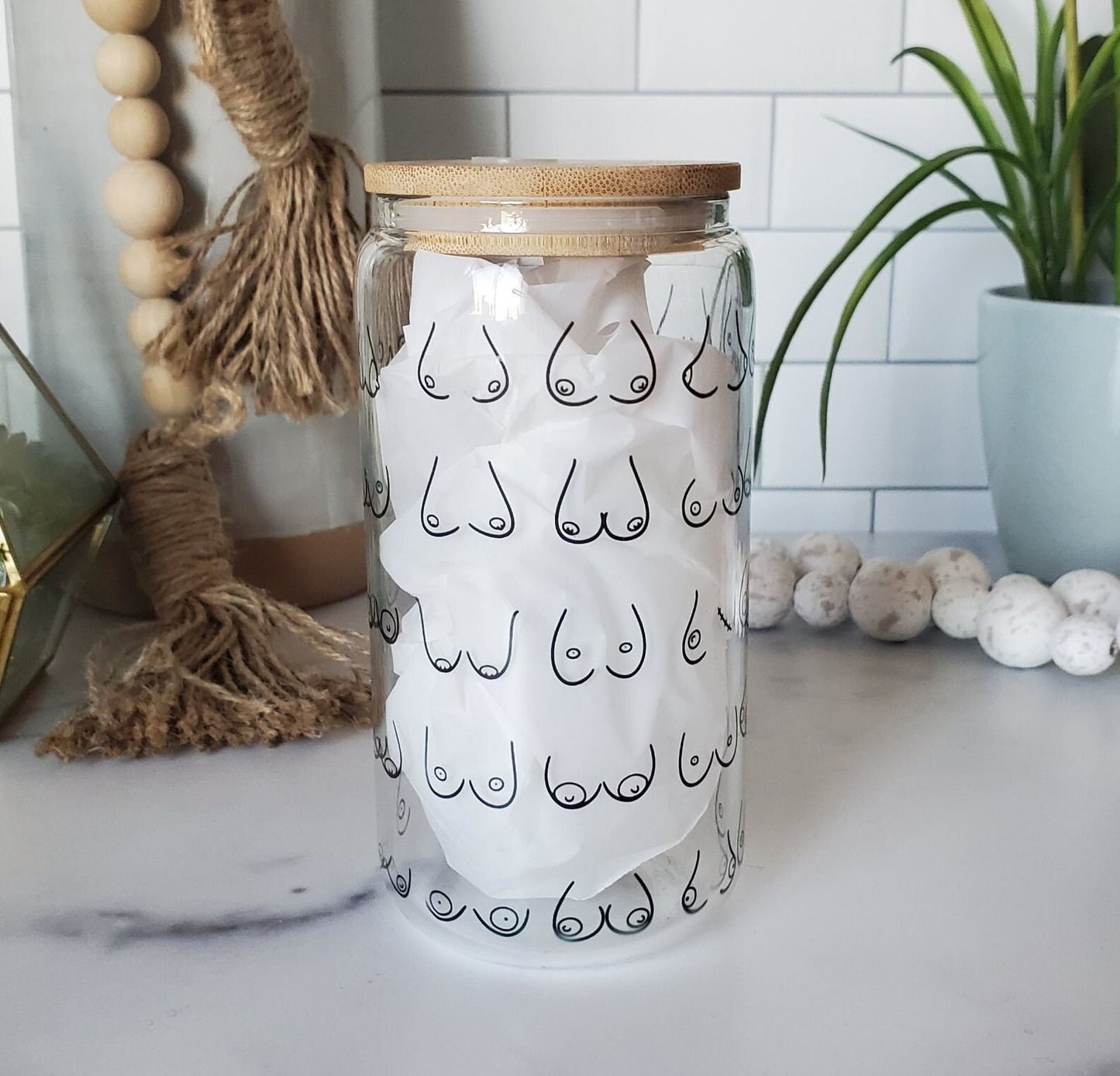 Women's Bags Glass Beer Can | Beer Glass with Bamboo Lid and Straw | 16 OZ. Women Beer Can | Iced Coffee Glass with Bamboo Lid | Beer Can
