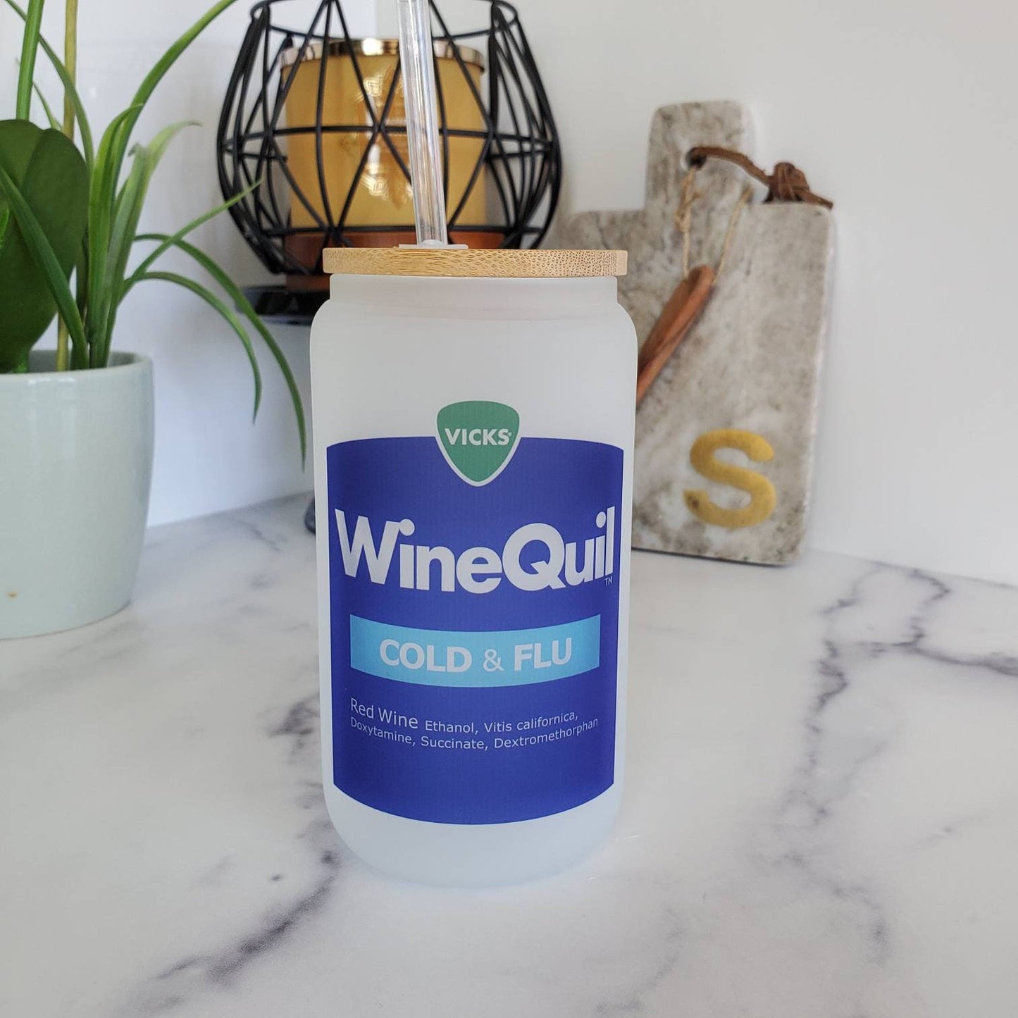 Winequil Frosted Color Changing Glass Beer Can with Bamboo Lid and Straw|Coffee Glass with Bamboo Lid |Iced Coffee Tumbler|Mixed Drinks
