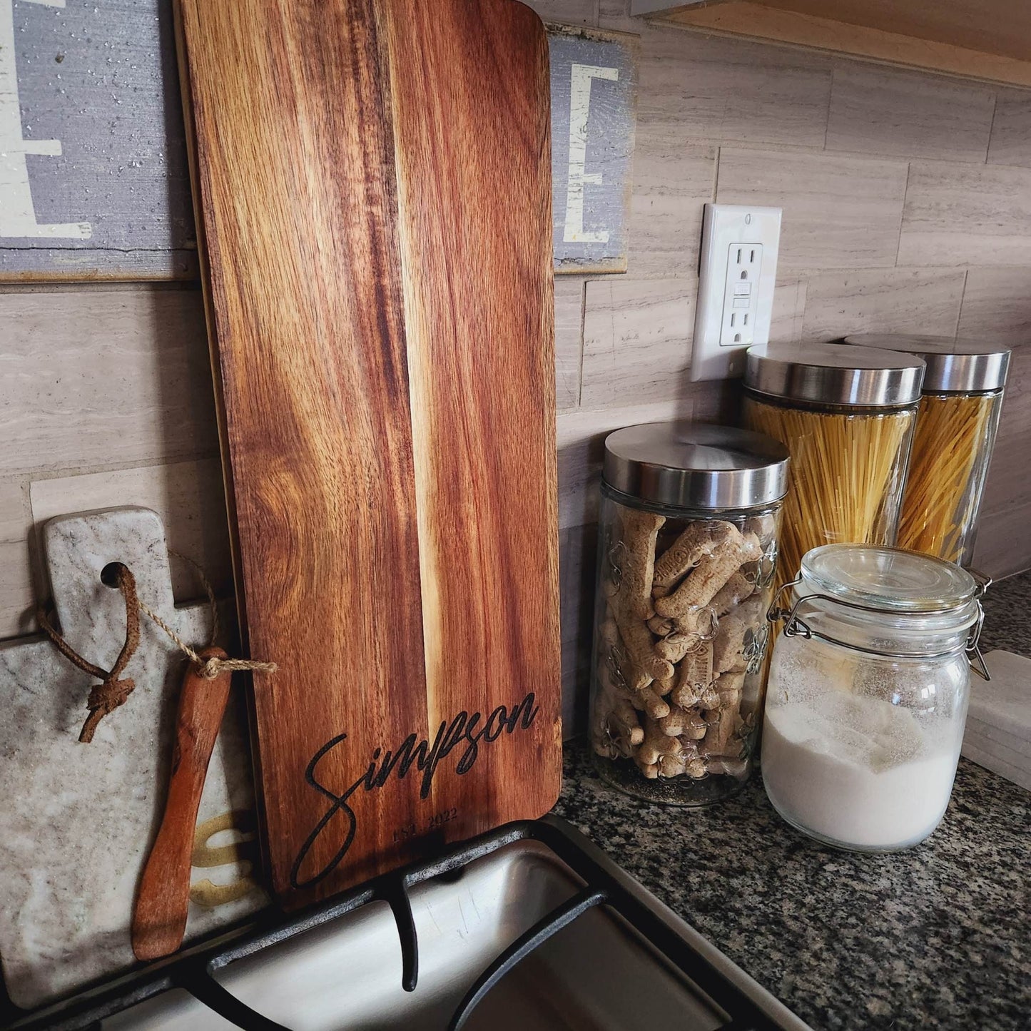 Charcuterie Board Personalized Gift, Farmhouse Cutting Board, Cheese board, Acacia Wood Decor, Housewarming Gift, Wedding Gift Serving Board