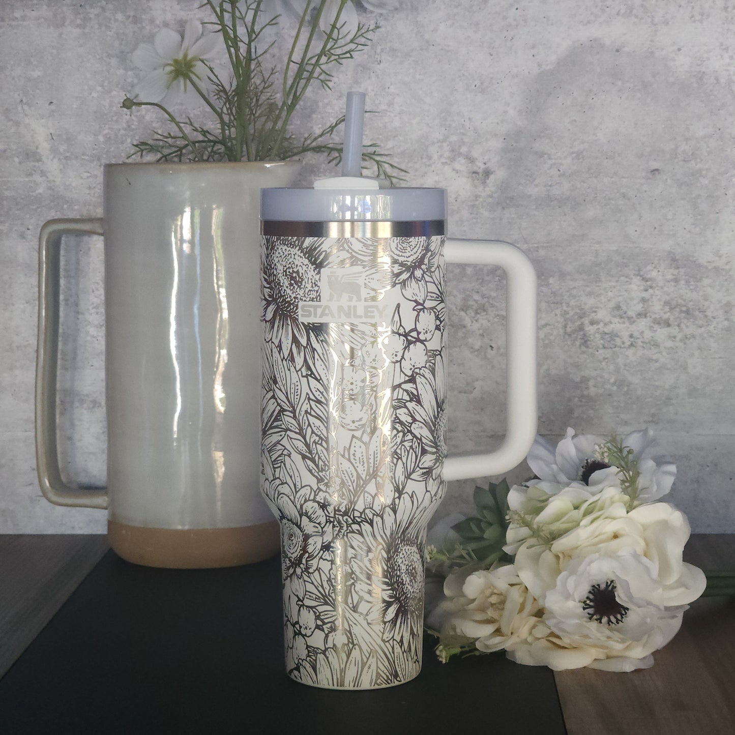 Wildflowers 30oz Laser Engraved Tumbler| Personal Birth Flower Custom Cup| Flower Gift for Mom| Personal 30oz Stanley Tumbler| Elegance