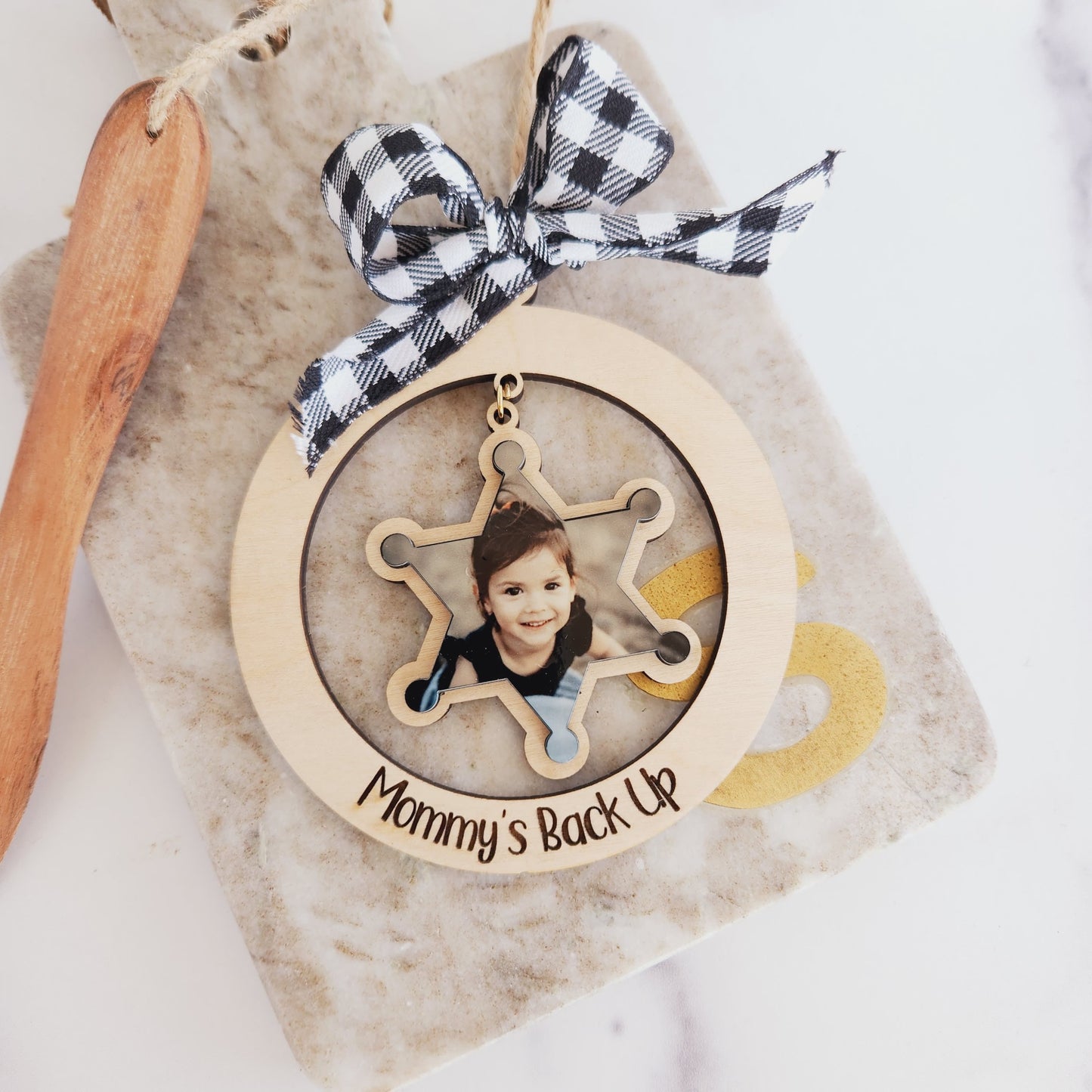 Daddy's and Mommy's Back Up Christmas Ornament