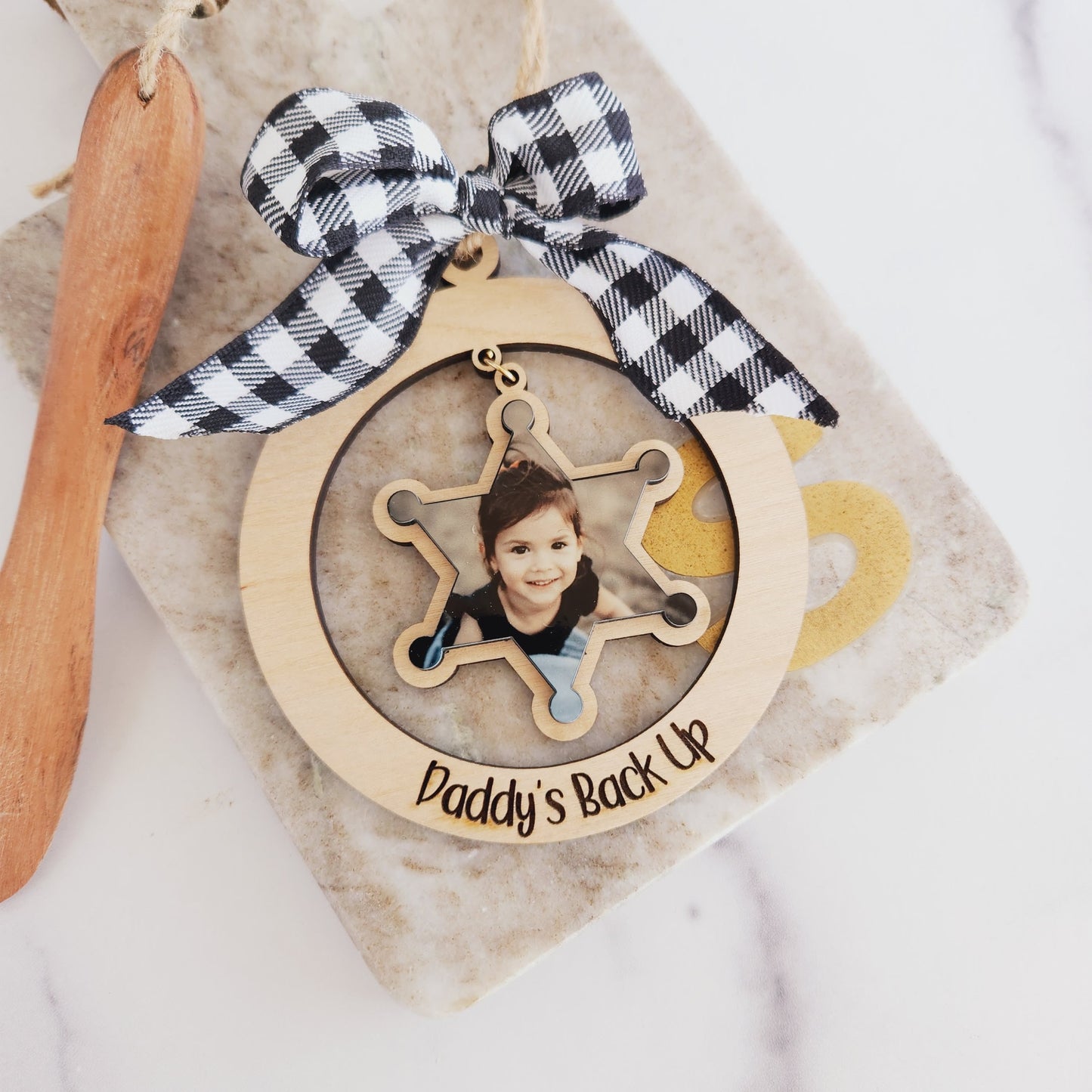Daddy's and Mommy's Back Up Christmas Ornament
