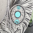 Tooled Turquoise-Laser Engraved Vegan Suede Wide Brim Hat