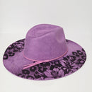 Lily Cheetah Print Laser Engraved Vegan Suede Wide Brim Hat