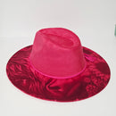 Highland Cow with Sunflowers Laser Engraved Vegan Suede Wide Brim Hat