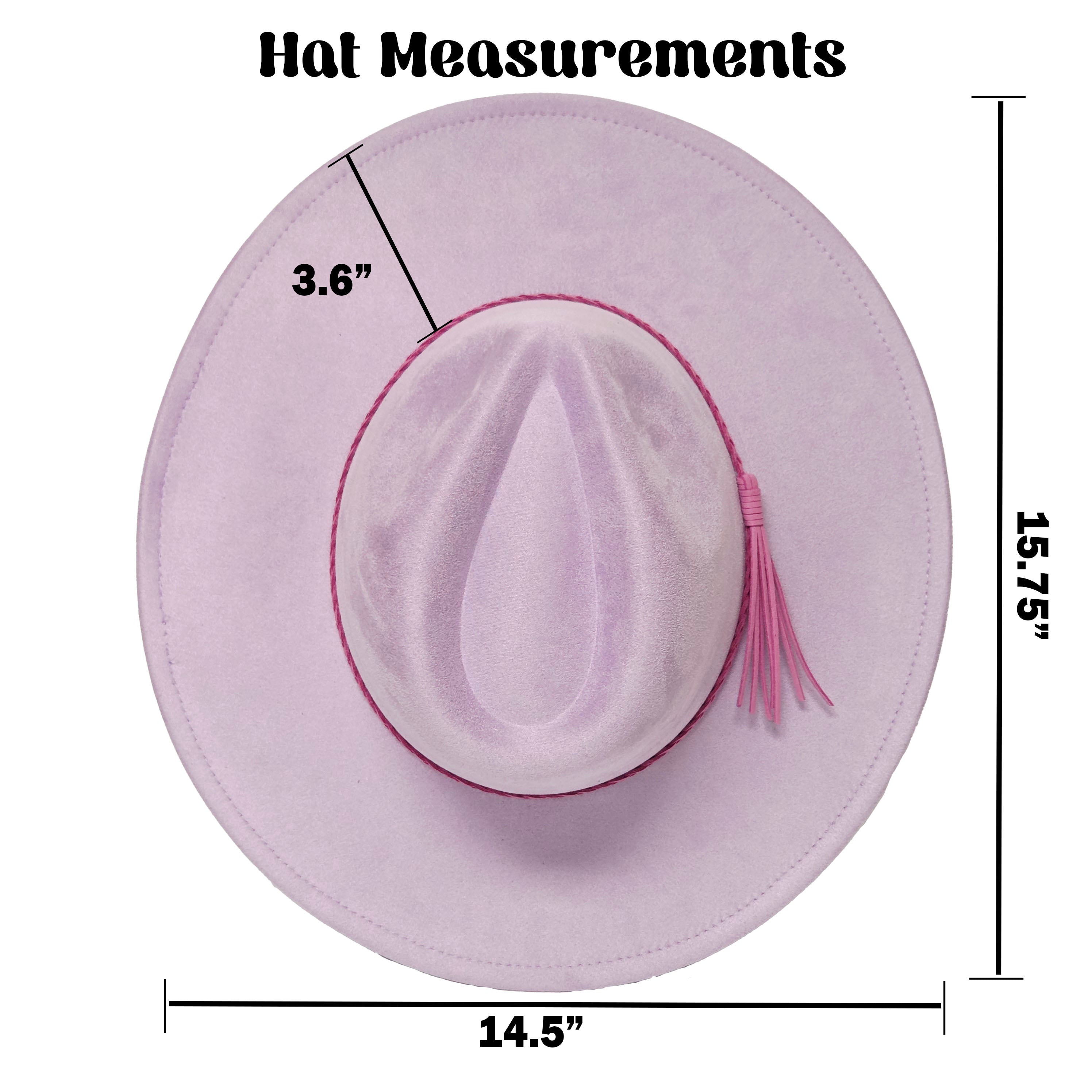 Pink hat with measurements on a white background