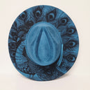 Peacock Laser Engraved Vegan Suede Wide Brim Hat