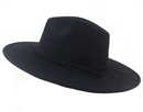 Black wide-brimmed hat on a white background