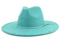 Peacock Laser Engraved Vegan Suede Wide Brim Hat