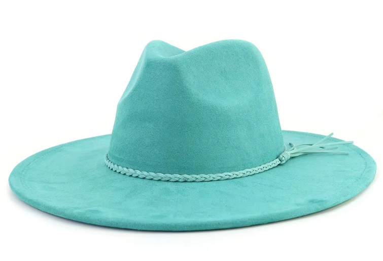 Peacock Laser Engraved Vegan Suede Wide Brim Hat