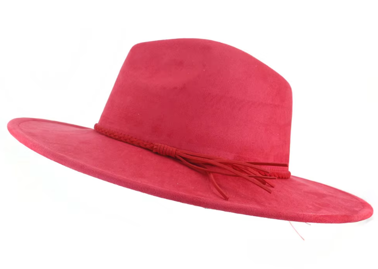 Peacock Laser Engraved Vegan Suede Wide Brim Hat