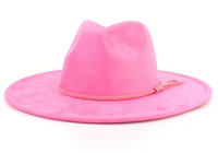 Peacock Laser Engraved Vegan Suede Wide Brim Hat