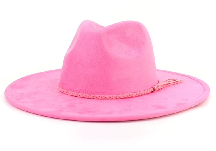 Peacock Laser Engraved Vegan Suede Wide Brim Hat