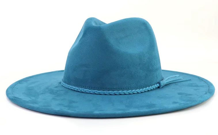 Peacock Laser Engraved Vegan Suede Wide Brim Hat