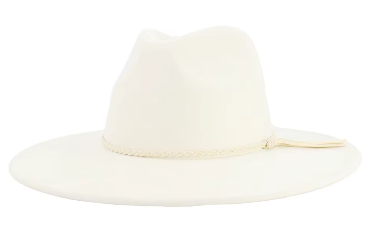 Peacock Laser Engraved Vegan Suede Wide Brim Hat