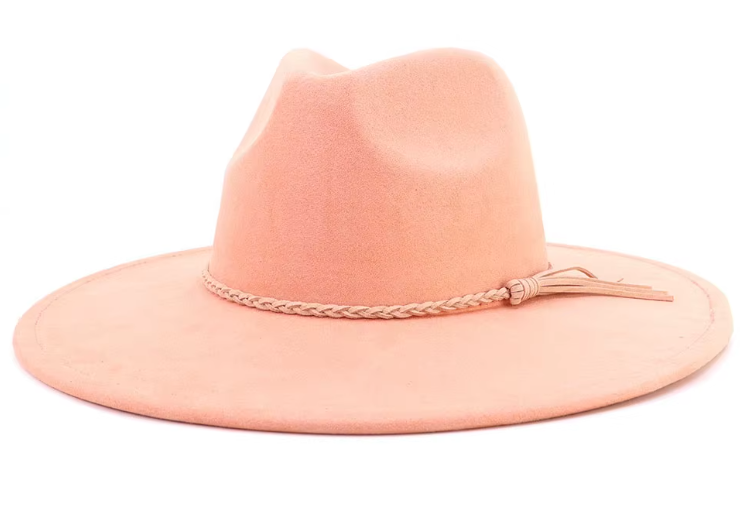 Peacock Laser Engraved Vegan Suede Wide Brim Hat