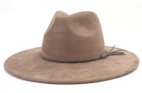 Peacock Laser Engraved Vegan Suede Wide Brim Hat