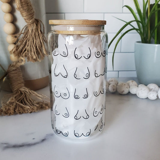 Women's Bags Glass Beer Can | Beer Glass with Bamboo Lid and Straw | 16 OZ. Women Beer Can | Iced Coffee Glass with Bamboo Lid | Beer Can