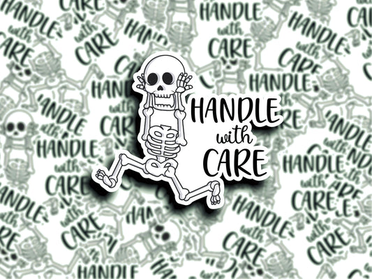 Handle With Care Vinyl Stickers | White Packaging Stickers | Fragile Label | Die Cut Decal | Waterbottle Stickers | Treat with Labels