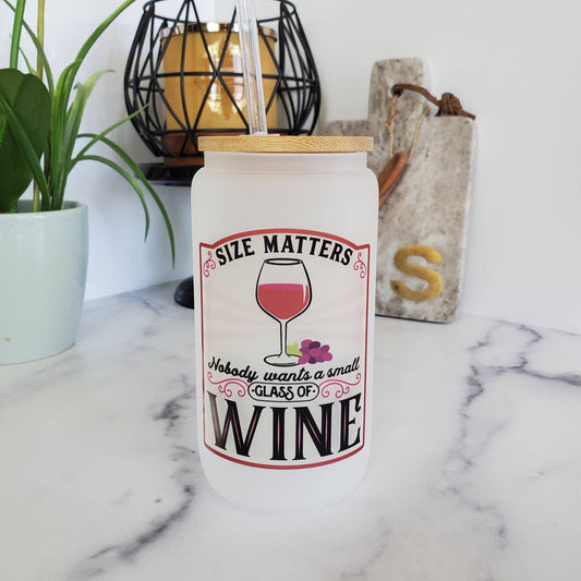 Wine Frosted Color Changing Glass Beer Can with Bamboo Lid and Straw|Coffee Glass with Bamboo Lid |Iced Coffee Tumbler|Mixed Drinks