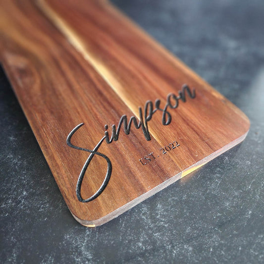 Charcuterie Board Personalized Gift, Farmhouse Cutting Board, Cheese board, Acacia Wood Decor, Housewarming Gift, Wedding Gift Serving Board