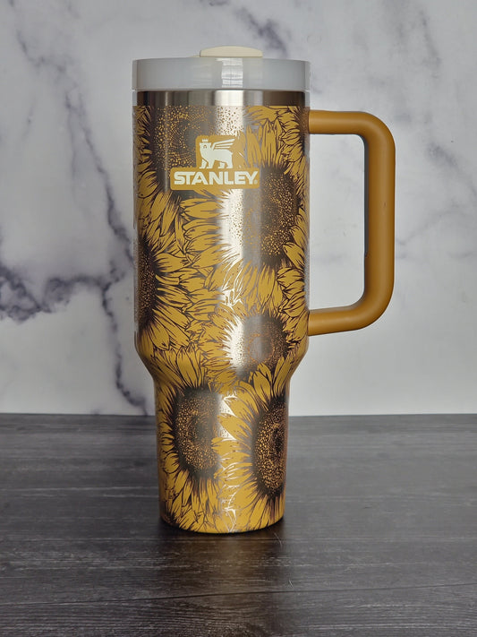 Sunflower Tumbler 40 Oz Quencher 2.0 | floral sunflower wrap| Full wrap engraved Tumbler | Quencher Tumbler | Target Tumbler limited edition