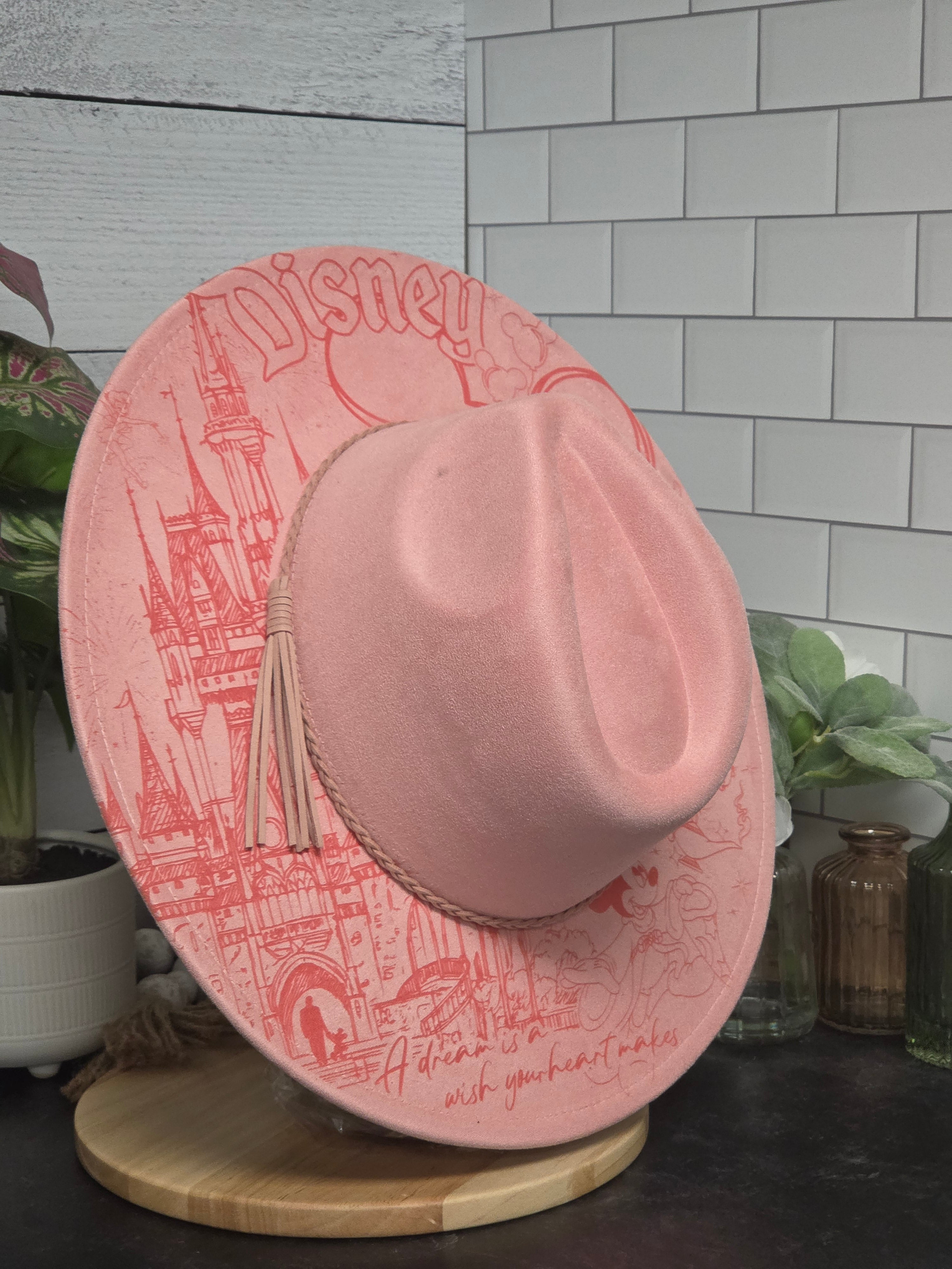 Disney Laser Engraved Vegan Suede Wide Brim Hat