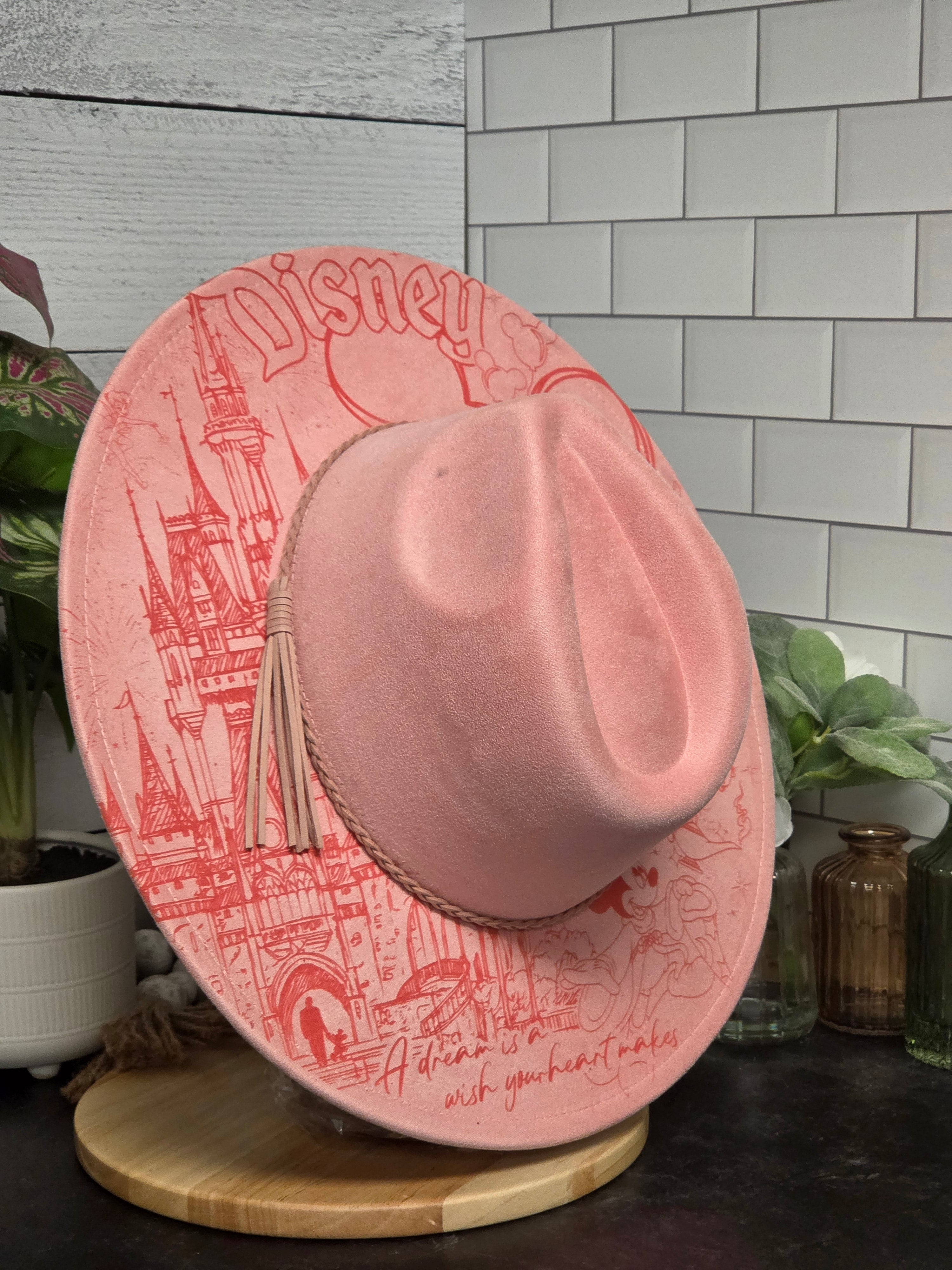 Disney Laser Engraved Vegan Suede Wide Brim Hat