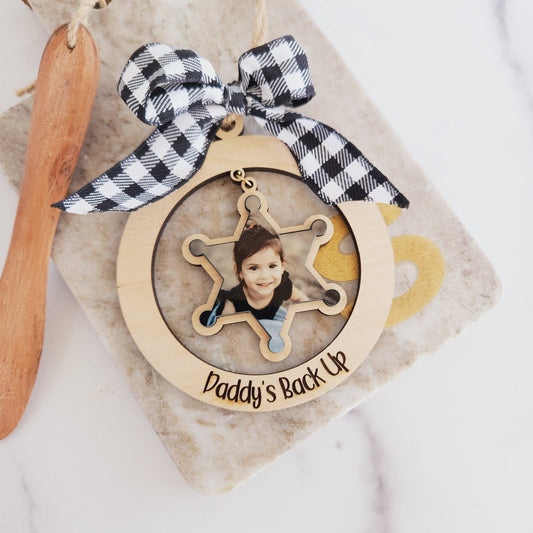 Daddy's and Mommy's Back Up Christmas Ornament